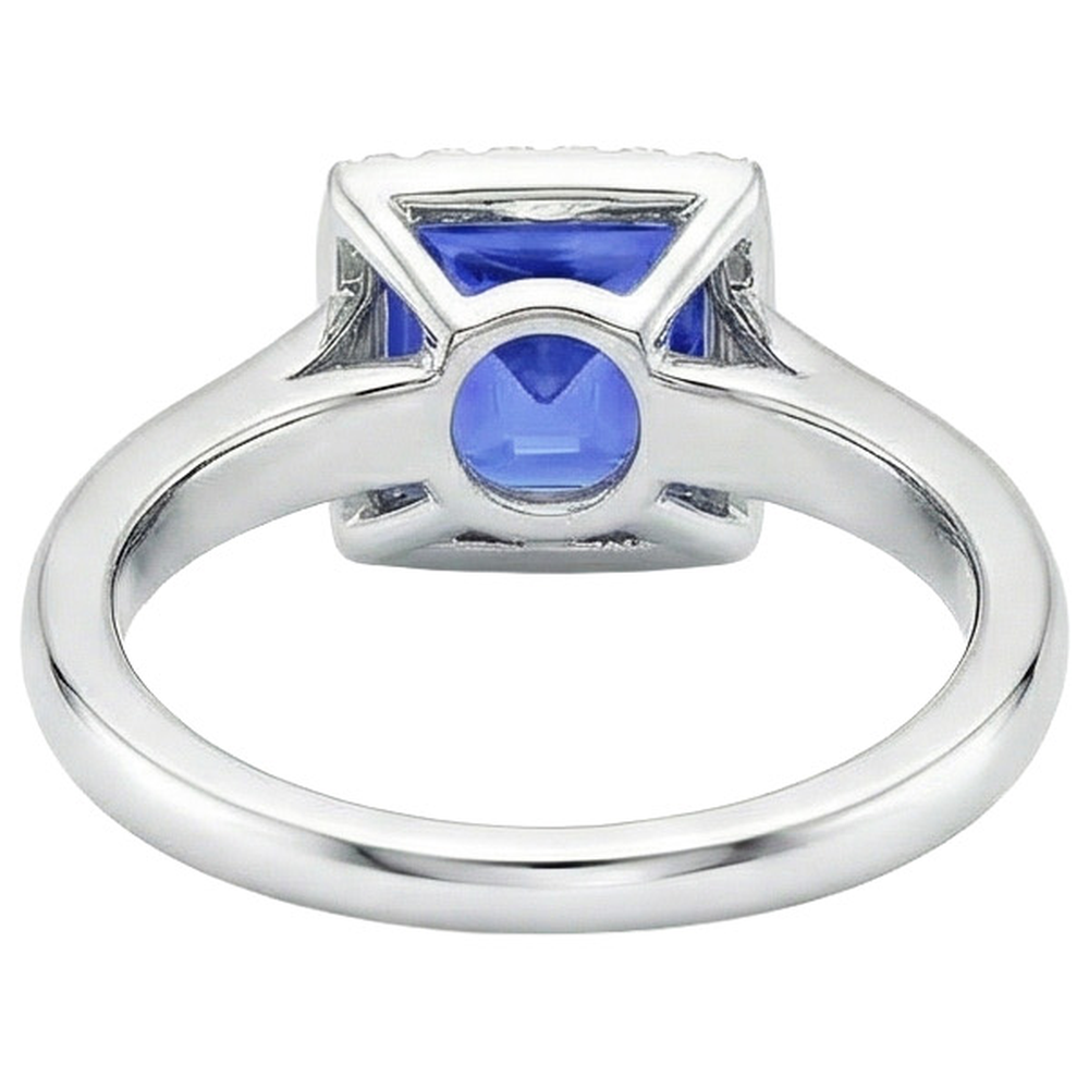 natural round sapphire 5.40ct ring profile view