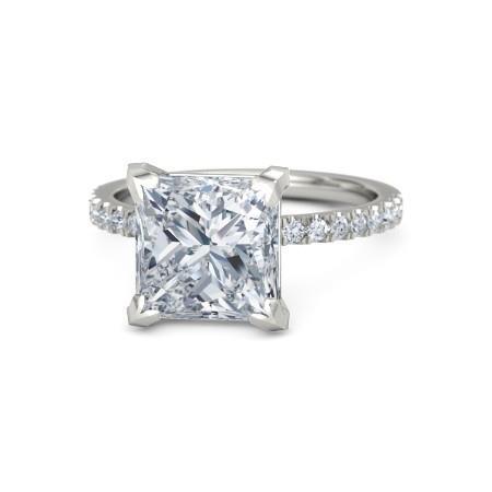 Princess And Round Cut 3.75 Ct. Natural Diamond Engagement Ring White Gold 14K