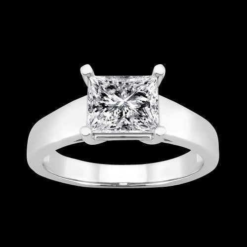 Princess Cut Genuine Diamond Engagement Ring Solitaire