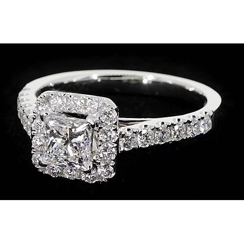 Genuine Diamond Halo Setting Engagement Ring 2 Carats