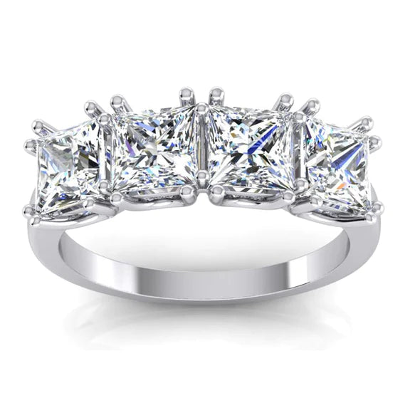 Princess Cut Real Diamond Anniversary Ring Band 3 Carats