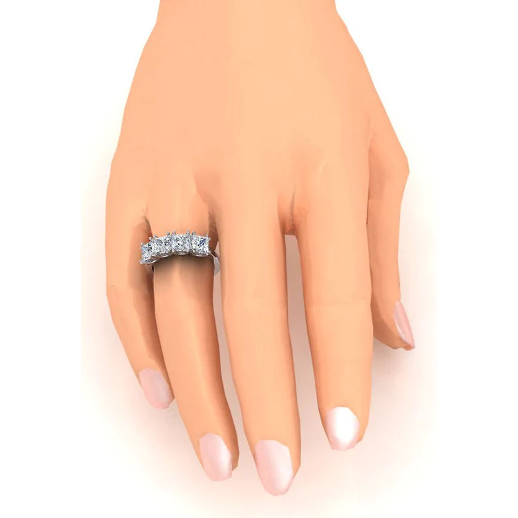 Princess Cut Real Diamond Anniversary Ring Band 3 Carats