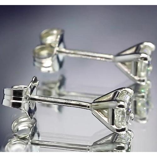 Genuine Diamond Stud 1.20 Carats Earring Four Prong Set White Gold