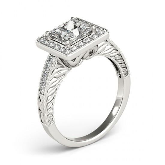 Halo Real Diamond Ring With Accents 1.50 Ct. White Gold 14K