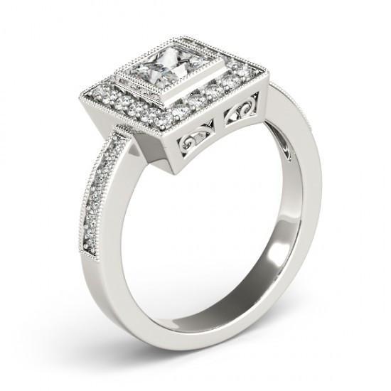 Real Diamond Engagement Ring & Halo Round Diamond 1.50 Carat WG