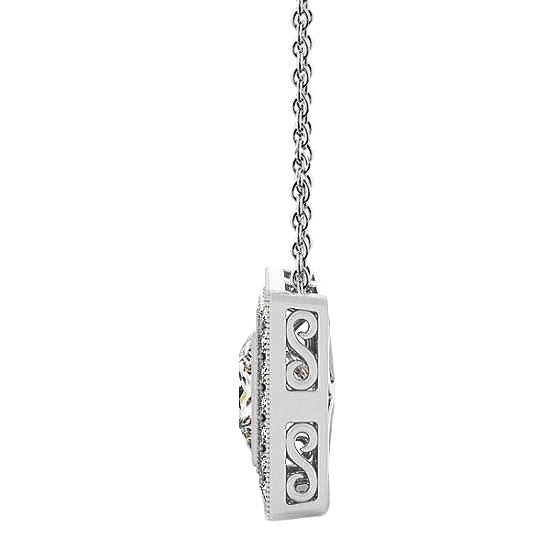 Princess Round Natural Diamond Pendant Necklace Without Chain 1.50 Ct. WG 14K