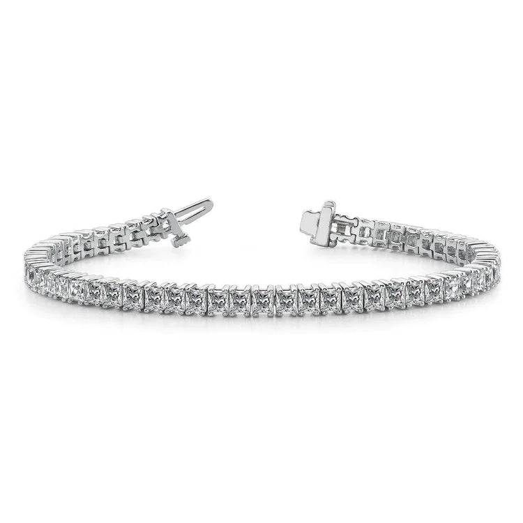 Princess Cut 11 Carats Lab Grown DiamondsTennis Bracelet White Gold 14K New