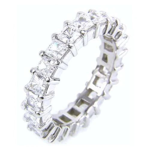 Princess Cut Lab Grown Diamond Eternity Band 5 Carats White Gold 14K