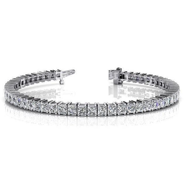 Princess Cut Sparkling Lab Grown Diamond Tennis Bracelet 11 Carat WG 14K