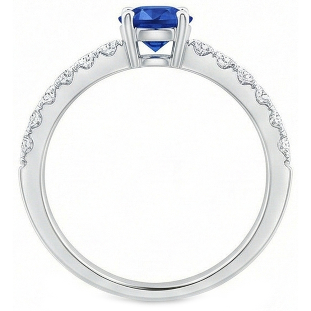 natural round sapphire 3.10ct ring profile view