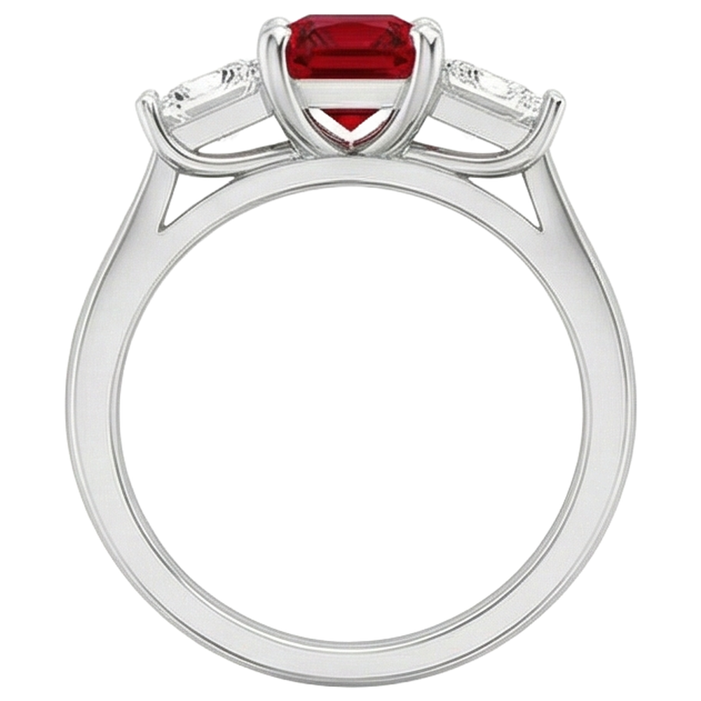 natural princess ruby 4ct ring on white background