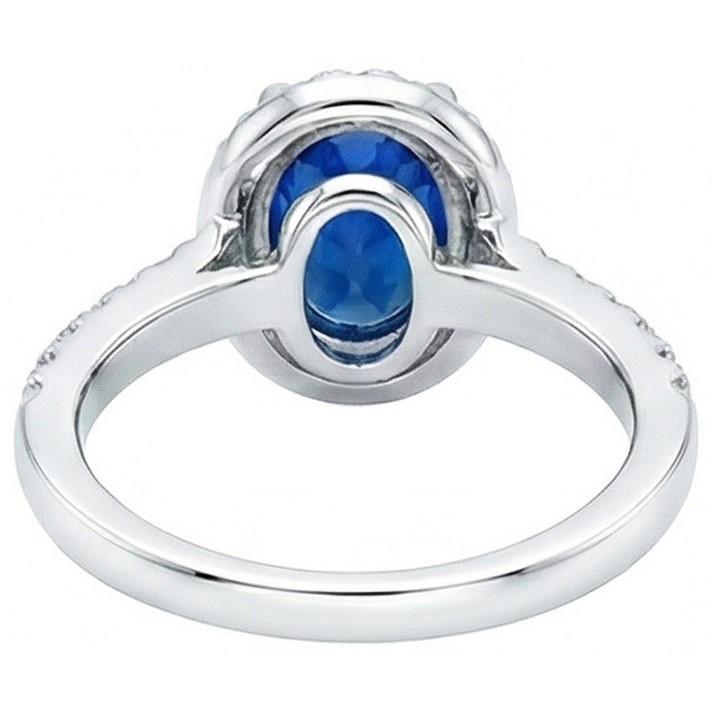 Prong Set Ceylon Sapphire Natural Earth Mined Diamond ( Not Lab Grown )s 1.90 Ct Wedding Ring White Gold 14K
