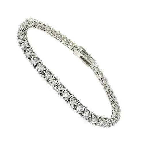 Prong Set Round Cut Natural Diamond Tennis Bracelet White Gold 14K 6 Ct