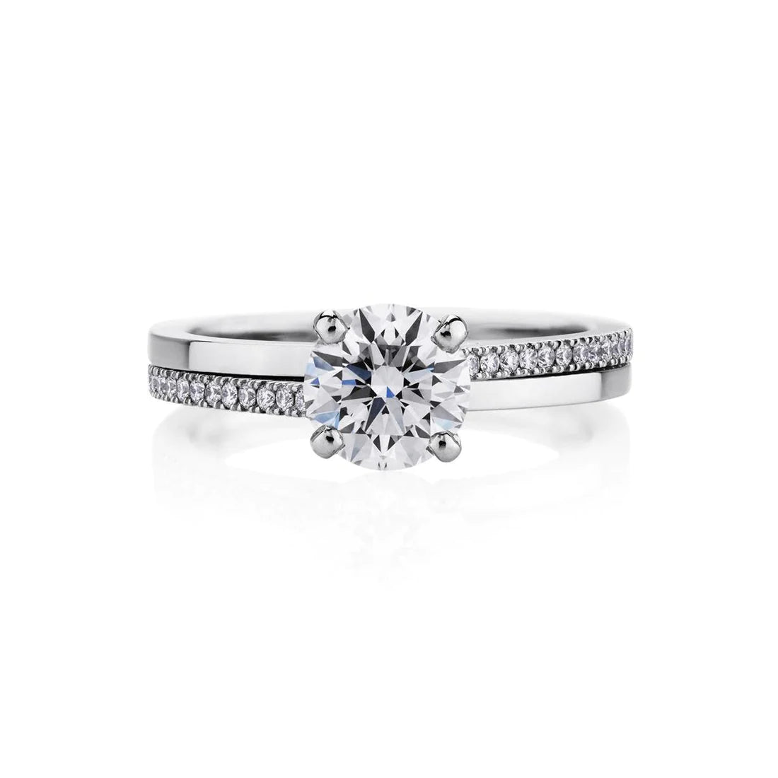 Prong Set Solitaire With Accent 2.20 Ct Genuine Diamonds Ring 14K White Gold