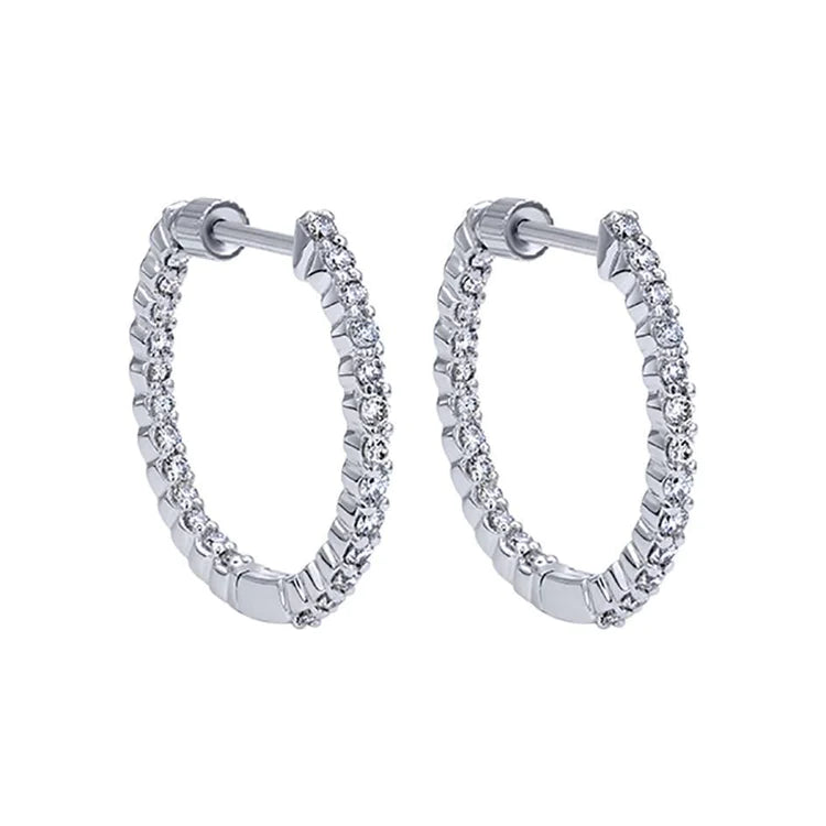 Prong Set Sparkling 3.80 Carats Natural Diamonds Hoop Earrings Gold White
