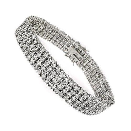 Prong Setting Round Lab Grown Diamonds Tennis Bracelet White Gold 14K 12 Ct