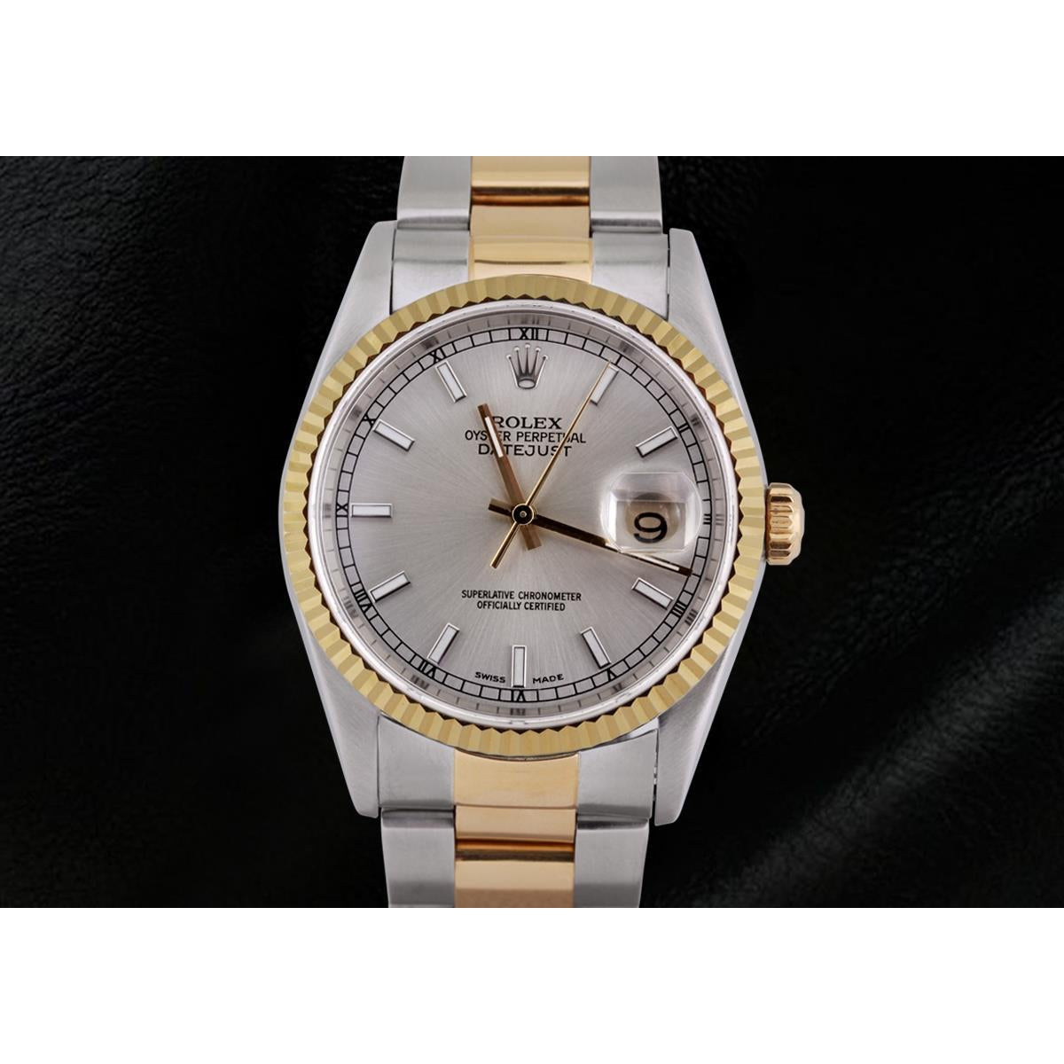 Quick Set Rolex Watch Oyster Band No Holes Datejust Rolex Two Tone QUICK SET