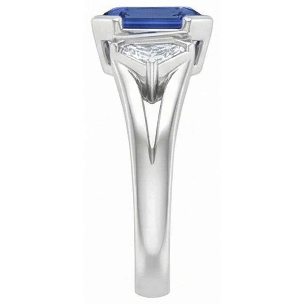 Radiant 3 Stone Gemstone Ring 2.50 Carats Bar Set Baguette Natural Earth Mined Diamond ( Not Lab Grown )s