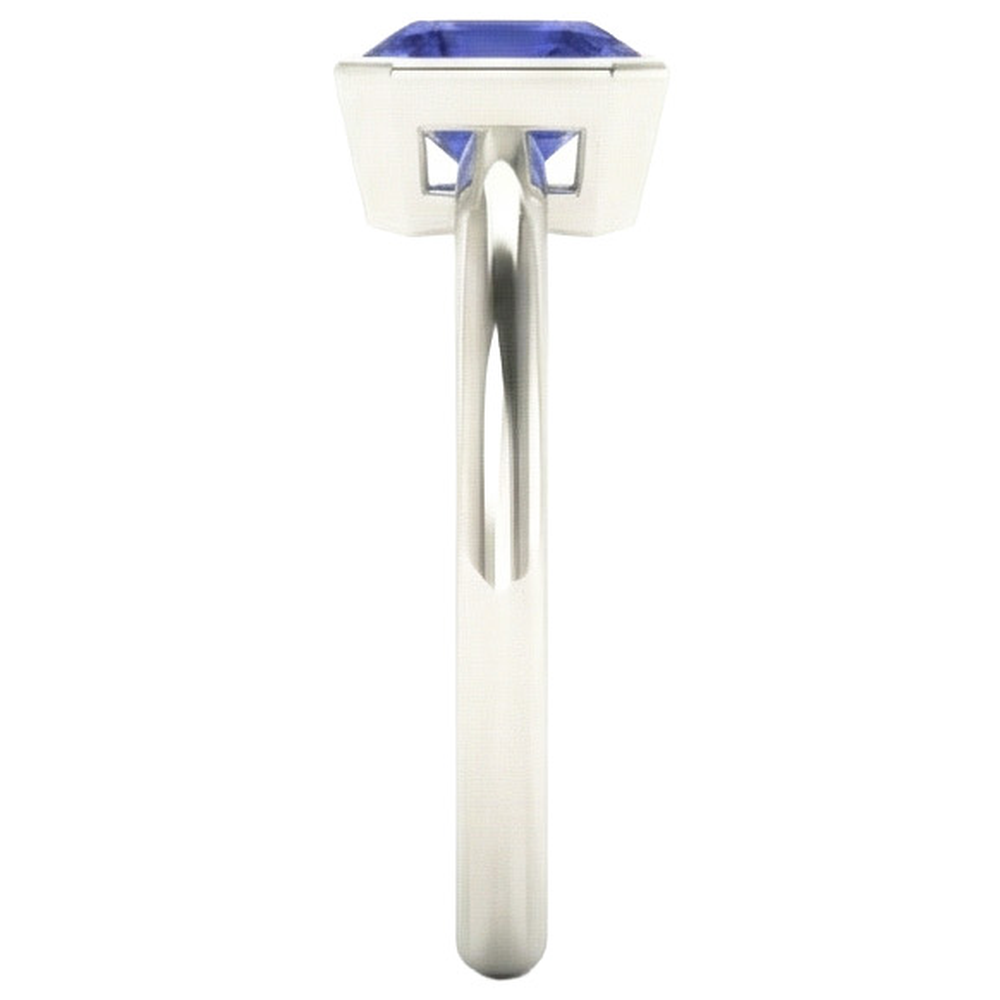 Radiant Solitaire Women's Ring Bezel Set Ceylon Sapphire 2 Carats