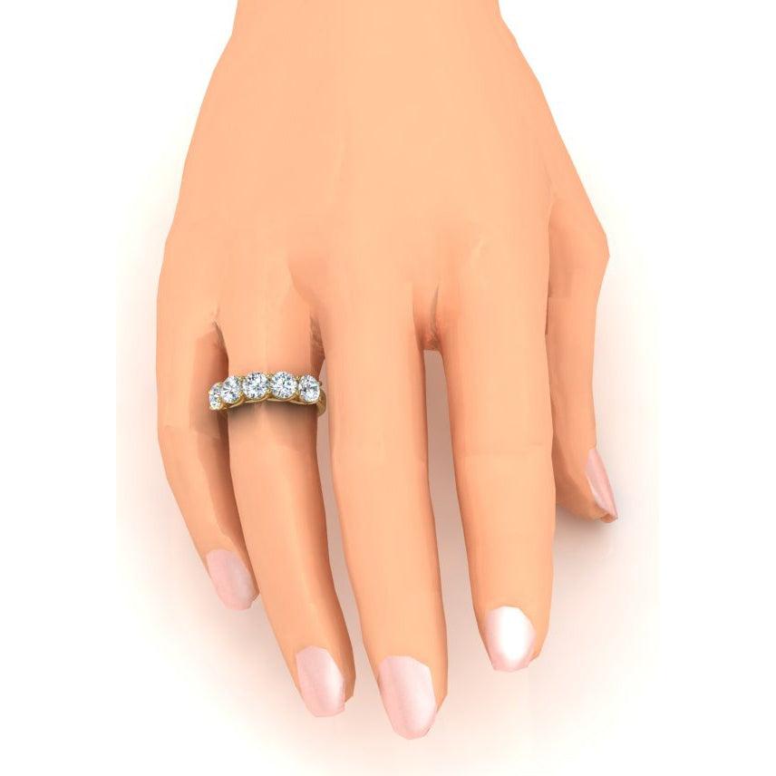 Real Diamond Anniversary Band Yellow Gold 5 Stones