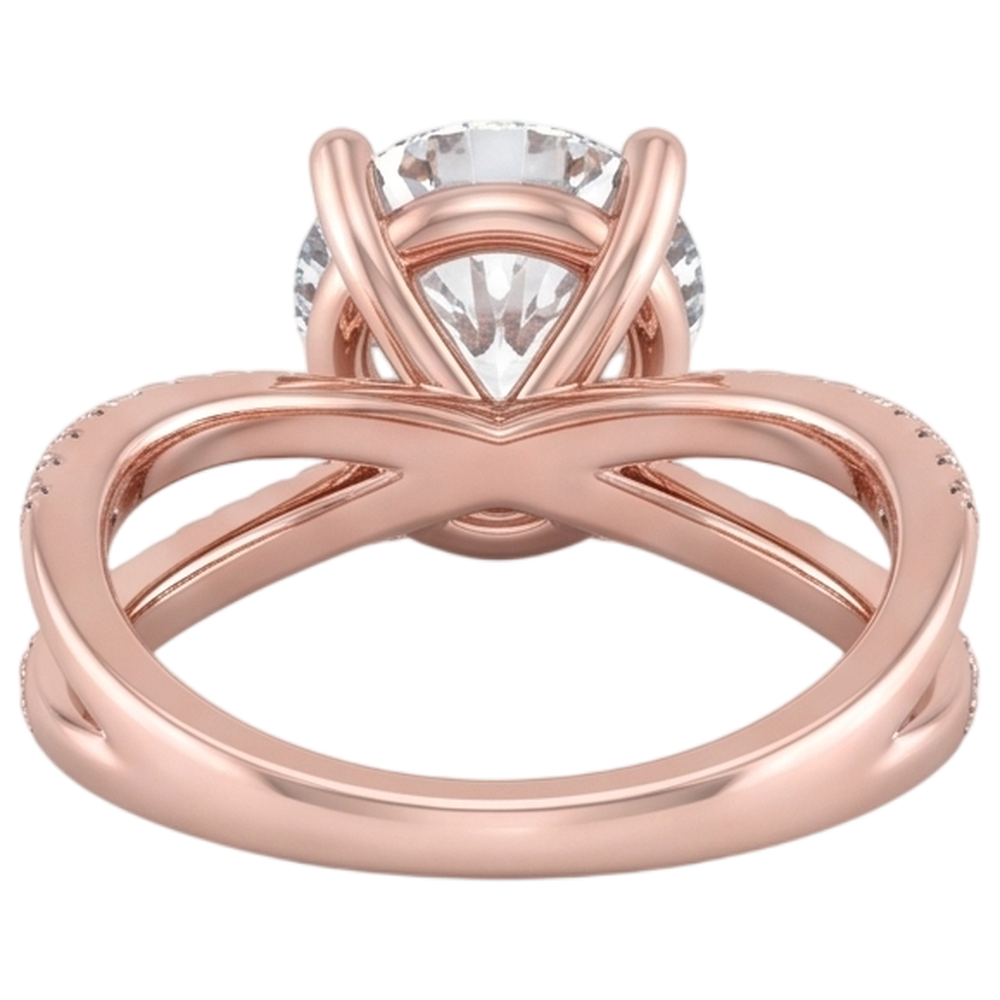 Real Natural Earth Mined Diamond ( Not Lab Grown ) Engagement Ring Twisted Split Shank 1.50 Carats Rose Gold 14K