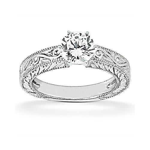 Real 1 Carat Diamond Solitaire Wedding Ring Band Set F VS1 - Engagement Ring Set-harrychadent.ca
