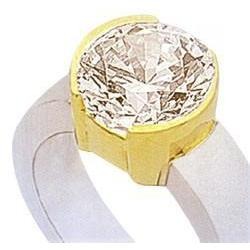 Real 2.51 Carats Diamond Ring Two-Tone Gold Jewelry Solitaire New