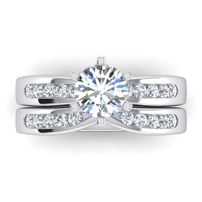 Real 3.25 Carat Diamond Engagement Ring Set White Gold 14K
