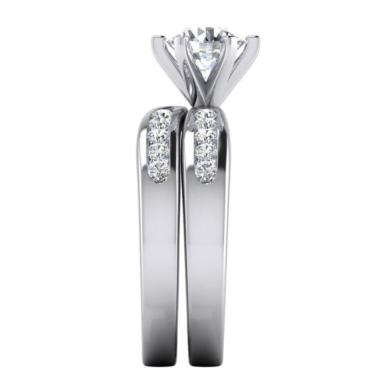 Real 3.25 Carat Diamond Engagement Ring Set White Gold 14K