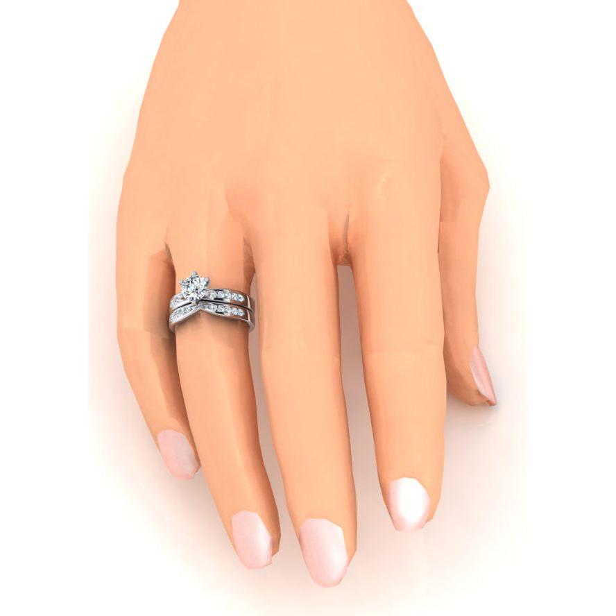 Real 3.25 Carat Diamond Engagement Ring Set White Gold 14K