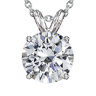 Real 3 Carats Diamond Solitaire Style Pendant With Chain