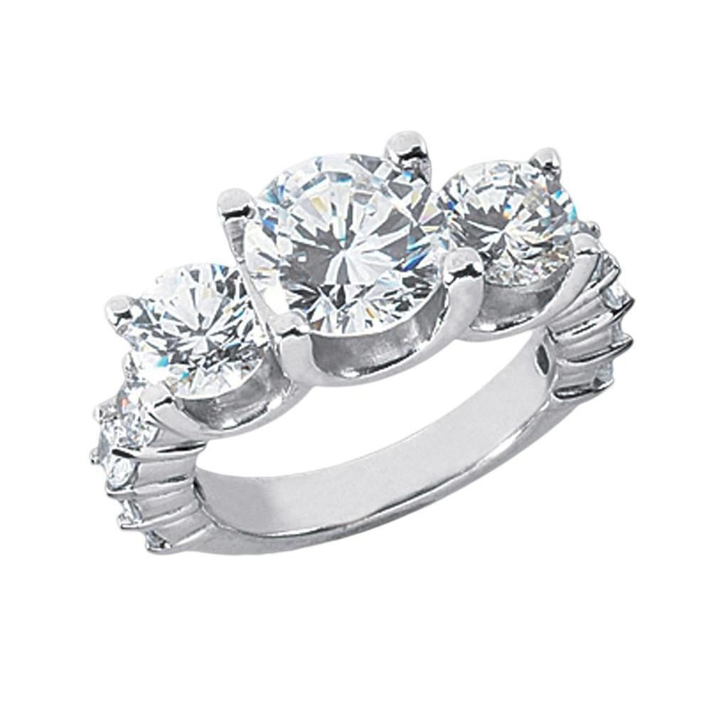 Real 4.51 Carat Diamond Anniversary Ring Women White Gold 14K - Three Stone Ring-harrychadent.ca