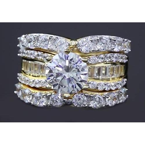 Real 4 Piece Wedding Bridal Ring Set