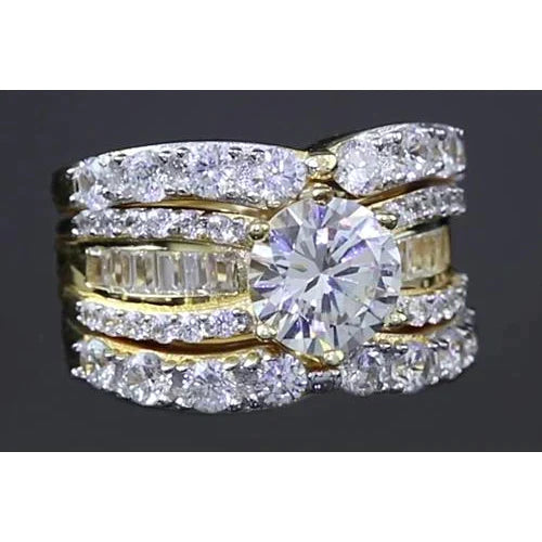 Real 4 Piece Wedding Bridal Ring Set