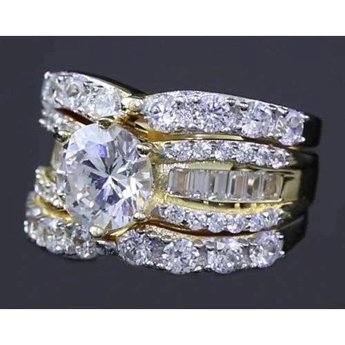 Real 4 Piece Wedding Bridal Ring Set