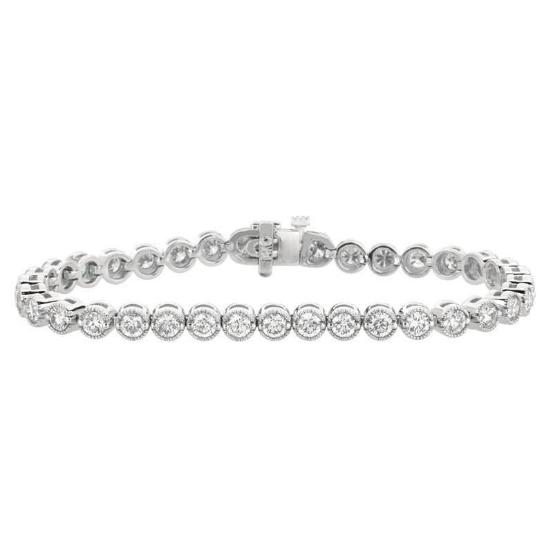 Real 6 Carat Round Diamonds White Gold 14K Prong Setting Bracelet New - Tennis Bracelet-harrychadent.ca