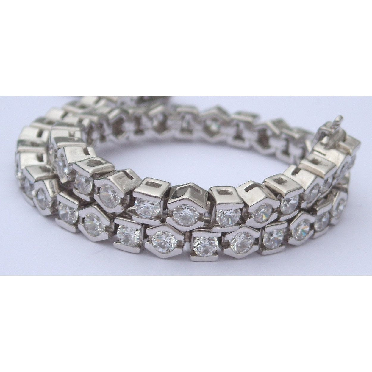 Real 7.50 Carats Diamond Tennis Bracelet Round Half Bezel - Tennis Bracelet-harrychadent.ca