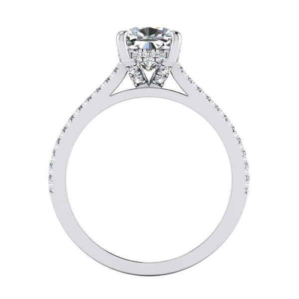 Real Cushion Diamond Engagement Ring White Gold Cathedral Setting 2 Carats