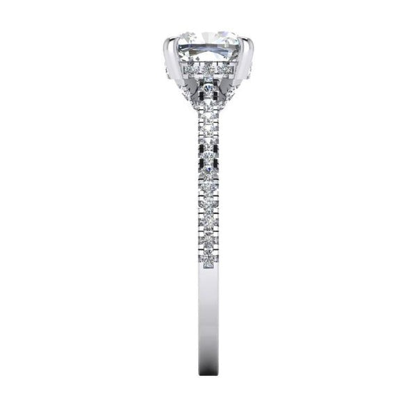 Real Cushion Diamond Engagement Ring White Gold Cathedral Setting 2 Carats