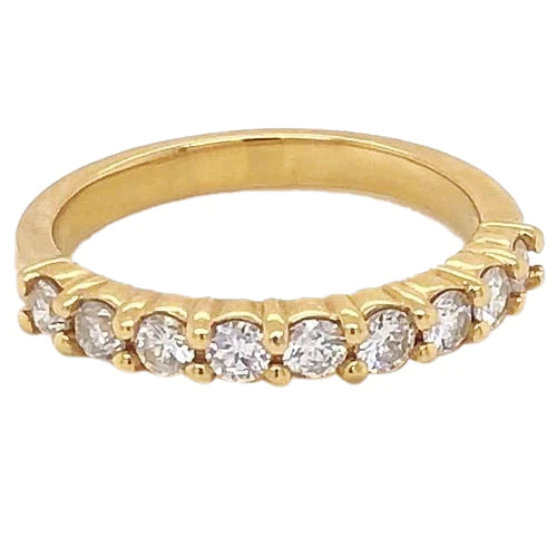 Real Diamond Anniversary Band 1.35 Carats Bar Set Women Yellow Gold 14K