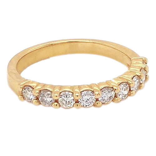 Real Diamond Anniversary Band 1.35 Carats Bar Set Women Yellow Gold 14K