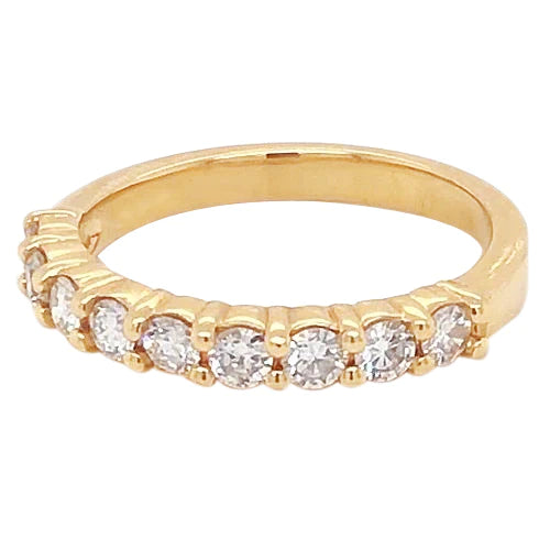 Real Diamond Anniversary Band 1.35 Carats Bar Set Women Yellow Gold 14K