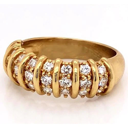 Real Diamond Band 2 Carats Vintage Style Diamond Yellow Gold Women Jewelry