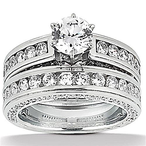Real Diamond Engagement Band Set 3.50 Carats Gold Ring