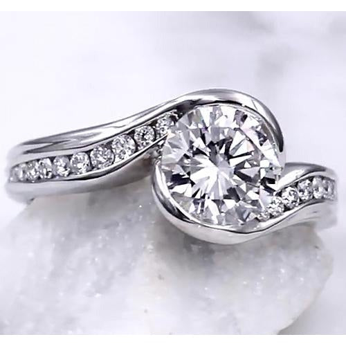 Real Diamond Engagement Ring 2.75 Carats Tension Style Setting Women