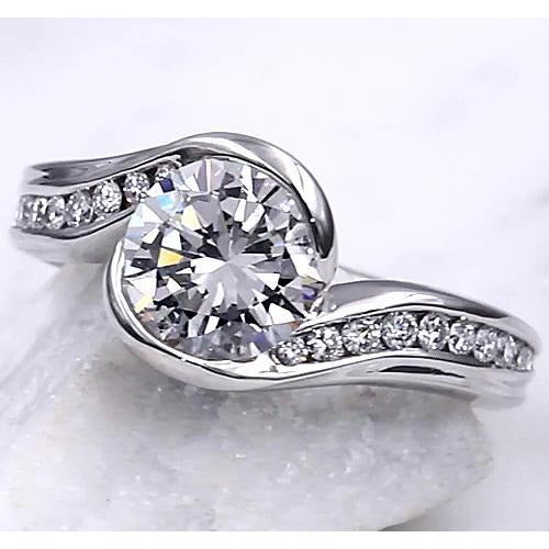 Real Diamond Engagement Ring 2.75 Carats Tension Style Setting Women