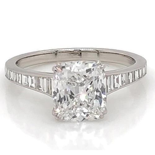 Real Diamond Engagement Ring 3 Carats Cushion Claw Setting Women Jewelry