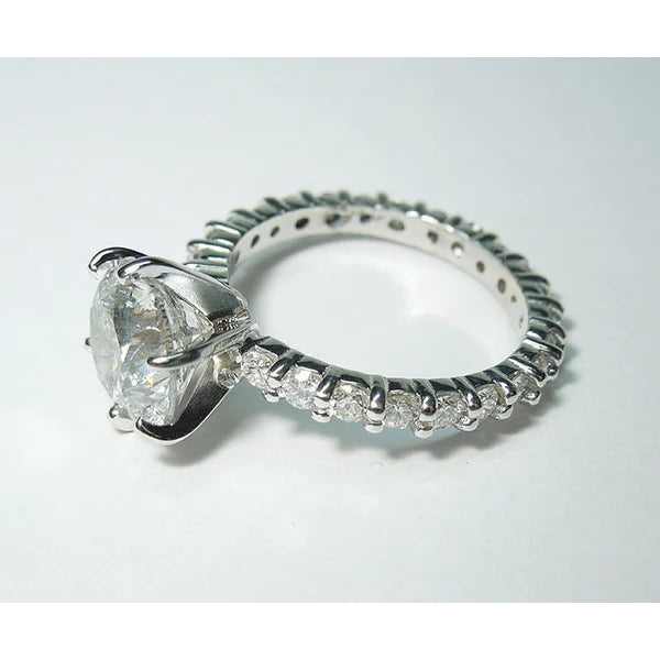 Real Diamond Engagement Ring Accented 5.25 Carats White Gold 14K