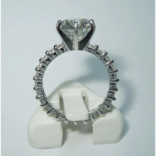 Real Diamond Engagement Ring Accented 5.25 Carats White Gold 14K
