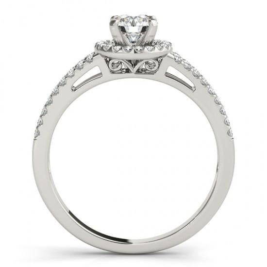 Real Diamond Engagement Ring Halo Split Shank Jewelry 1.35 Carat WG 14K - Halo Ring-harrychadent.ca